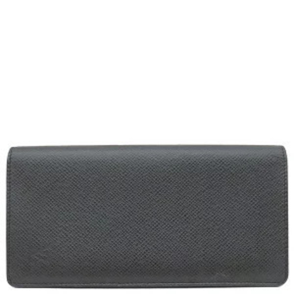 Louis Vuitton Portefeuille Brazza Taiga Leather Long Wallet Black Bi fold